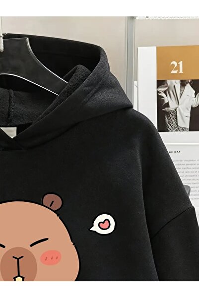Touz Moda Young Capybara 3 iplik Kalın Sweet Hoodie