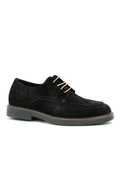 Tuna Genuine Suede Leather Black Casual Men's Shoes Thermo Sole Lace-Up - 23201