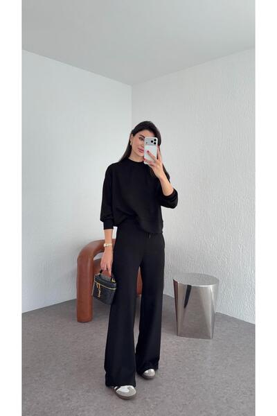 HAZELANNA طقم قماش مودال أسود