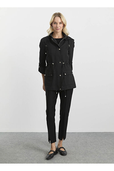Selen Siyah Kadın Standart Trençkot 25KSL9517