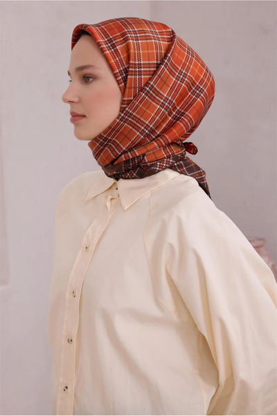 Belli Plaid Pattern Silk Twill Scarf 4218D01 80