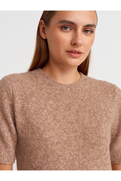 Entrendy Kadın Mini Kısa Kol Şardonlu Triko Elbise