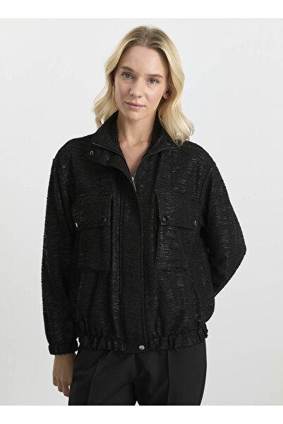 Selen Standart Siyah Kadın Ceket 25KSL1535