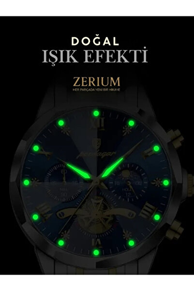 ZERİUM Premium Trend Waterproof Calendar Illuminated Quartz Men's Watch