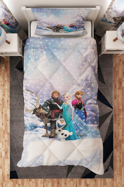 BelezaHome Frozen Elsa Desenli Tek Kişilik Çocuk Yorganı Uyku Seti