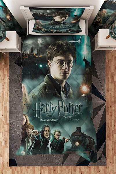 BelezaHome Büyücülük Harry Potter Desenli Tek Kişilik Çocuk Yorganı Uyku Seti