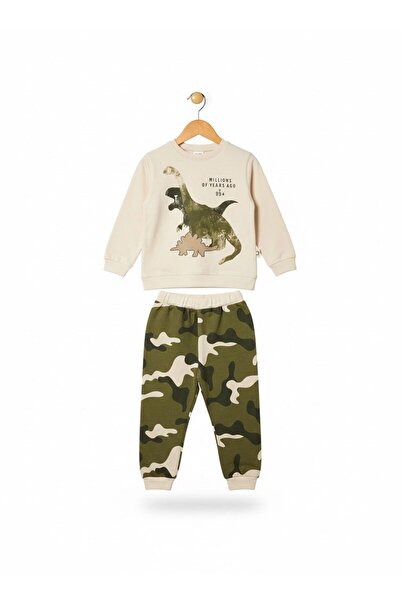 BOBBY JR KİDSWEAR Dinosaur Printed Bottom and Top Set