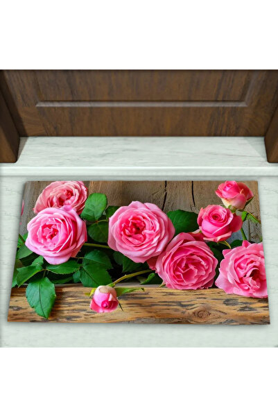 Colorix Carpet Gül Desenli Dekoratif Kapı Önü Paspası No: 2138