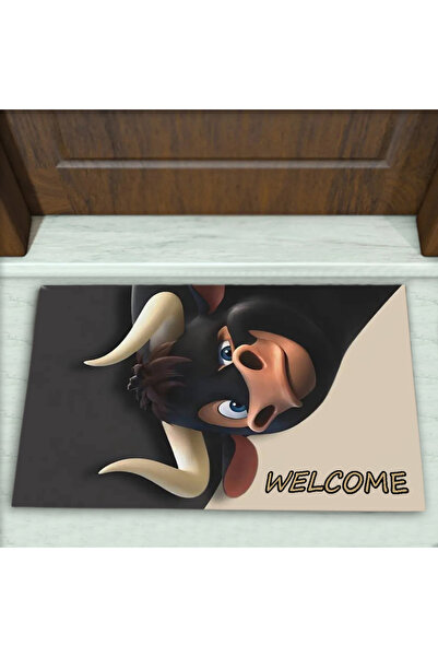 Colorix Carpet İnek Desenli Dekoratif Kapı Önü Paspası No: 2198