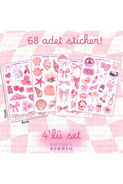 Nurmurs Pembe Coqueette Tatlı Sticker Seti