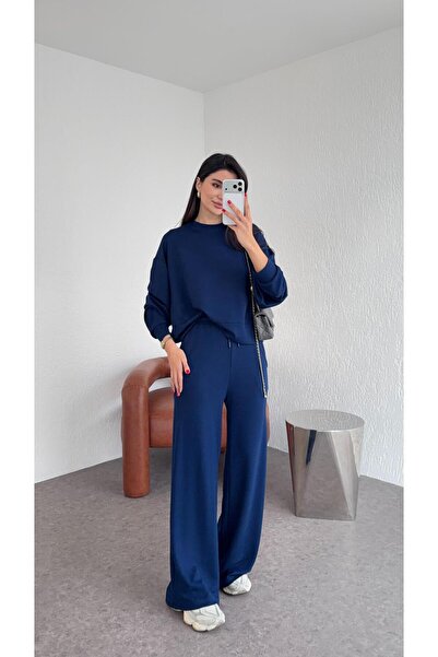 HAZELANNA مجموعة قماش مشروط باللون الأزرق الداكن