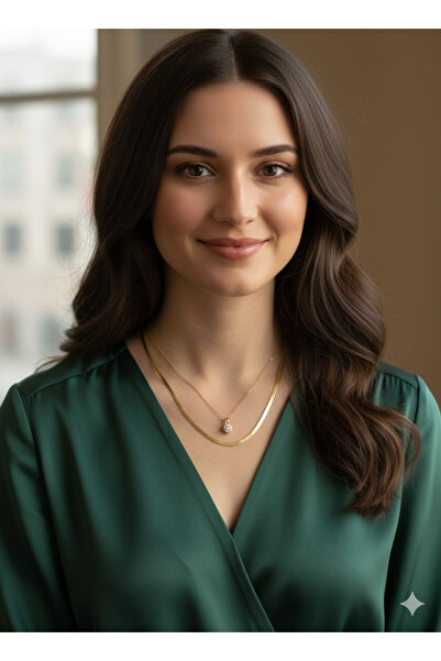 Jewerly قلادة نسائية إيطالية بسلسلة ذهبية وكريستال ذهبي ربيعي