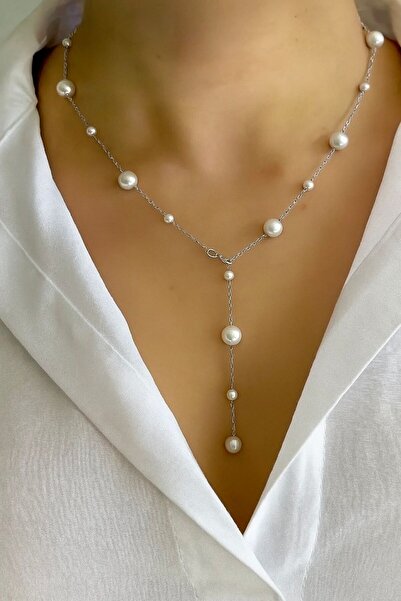 Arescollection Non Tarnish Exquisite Pearl Chain Necklace