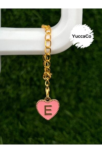 YuccaCo Accessorize Your Life E Letter Pink Heart Thermos Compatible Accessor...