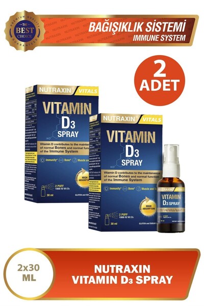 Nutraxin Vitamin D3 1000 IU Sprey 30 ML 2 Adet
