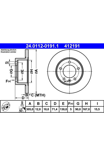 Ate Set Discuri Frana Nissan NV400 Bus/NV400 Caroserie/NV400 Platou / Sasiu O...