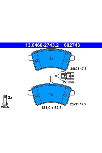 Ate Set Placute Frana Frana Disc Renault Kangoo / Grand Kangoo 2/Kangoo Be Bo...