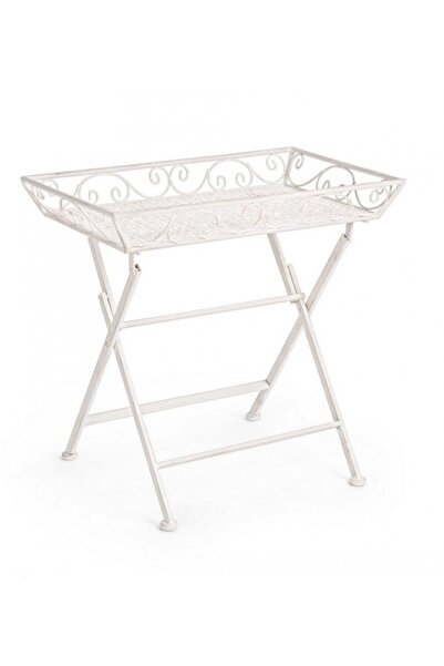 Bizzotto Masă pliabilă din fier forjat patinat alb 63x40x60 cm