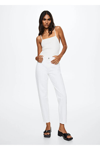 kleshus Women's White Mom Jean Denim Pants Lycra Hb-3