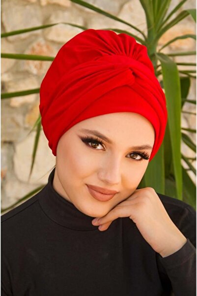 Aişe tesettür Kırmızı Burgu Detaylı Bone