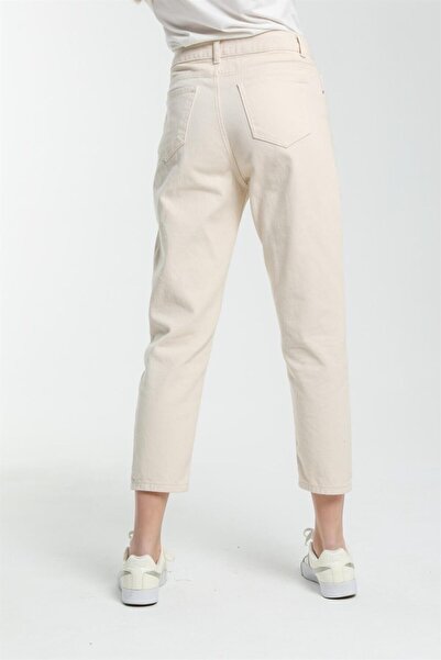 MAKRAS EXCLUSIVE A125344 Women's Gray High Waist Mom Jean Jeans Slim Fit Denim Pants