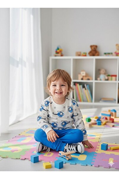 BOBBY JR KİDSWEAR Baby Helicopter Patterned Set