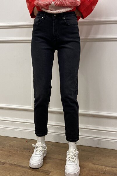 MAKRAS EXCLUSIVE A134880 Mom Fit Jean High Waist Jeans Skinny Leg Denim Pants