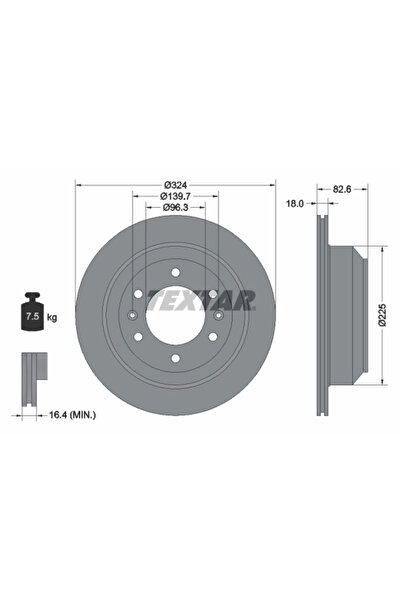 TEXTAR Disc Frana Dodge H100 Bus/H100 Caroserie Hyundai H-1 Cargo/H-1 Travel