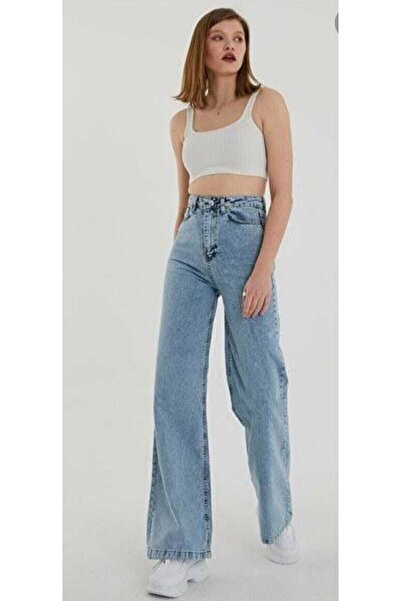 MAKRAS EXCLUSIVE A158734 High Waist Palazo Jeans Boyfriend Loose Wide Leg