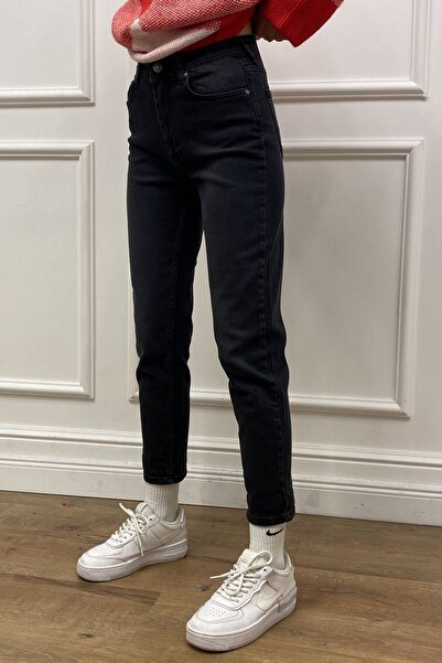 MAKRAS EXCLUSIVE A134880 Mom Fit Jean High Waist Jeans Skinny Leg Denim Pants