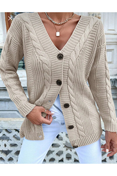 rushana Γυναικεία πλεκτή ζακέτα με λαιμόκοψη σε σχήμα V