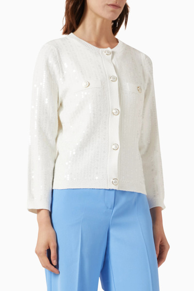 Marella Siena Bouclé Sequin Cardigan, New Season with Sparkling Button Detail