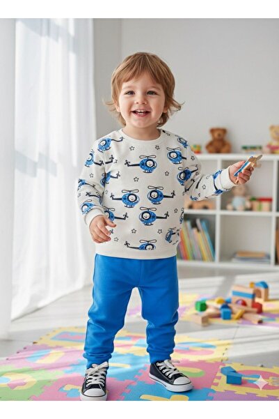 BOBBY JR KİDSWEAR Baby Helicopter Patterned Set