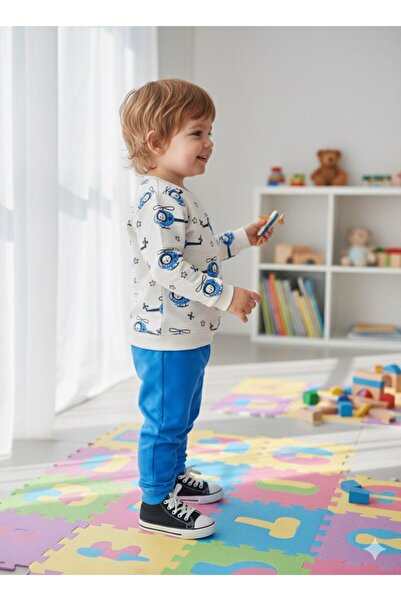 BOBBY JR KİDSWEAR Baby Helicopter Patterned Set