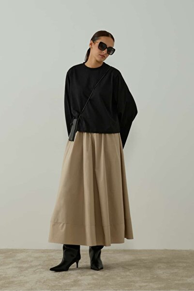 REVENA COLLECTION Bej Poplin Etek