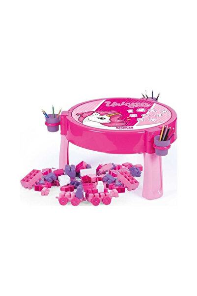 Dolu Activity table, Pink - Unicorn + 100 cubes, JUMBO -