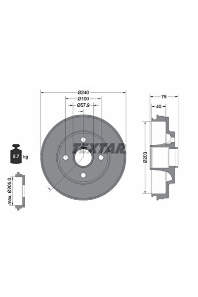 TEXTAR Tambur Frana Dodge Attitude Mitsubishi Mirage / Space Star 6/Mirage 6 ...