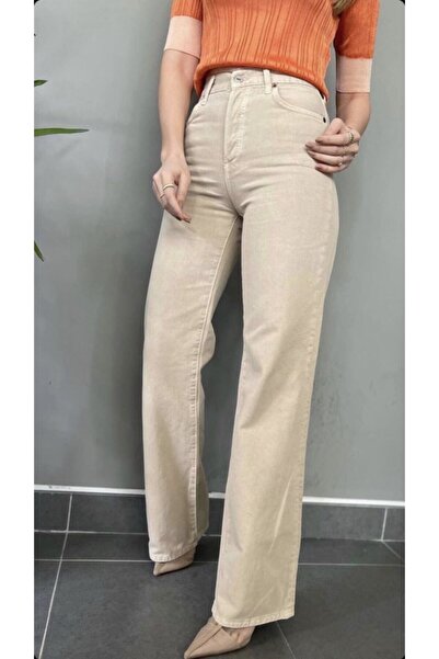 MAKRAS EXCLUSIVE A120314 Γνήσιο τζιν Palazzo ψηλόμεσο τζιν Boyfriend φαρδύ και φαρδύ παντελόνι