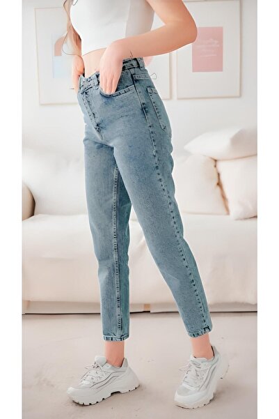 MAKRAS EXCLUSIVE A153905 Mom Jean Lycra High-Waisted Pants High-Waisted Jeans Slim-Fit Jeans