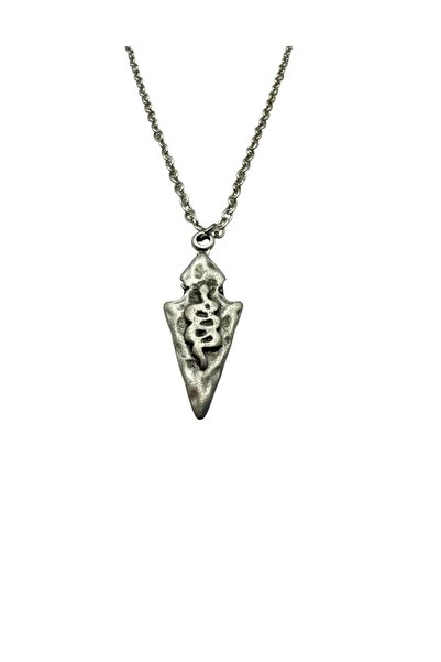 Herşey Nota Snake Figured Ancient Arrowhead Unisex Necklace – Symbol of Power, Transformation and Protection