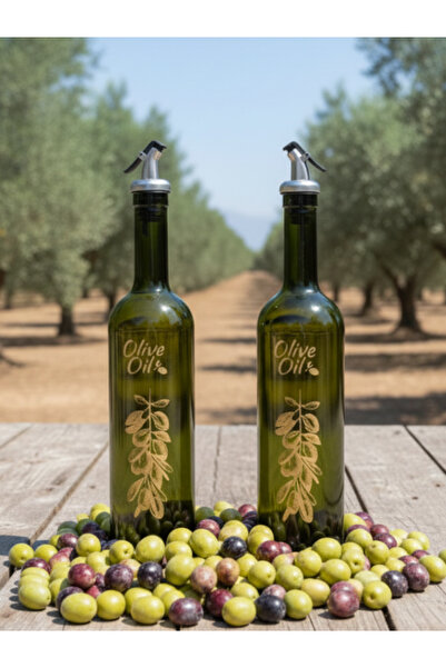 Milea 2 li 750 ml Modern Yeşil Cam Zeytinyağı Ayçiçek Yağı Sirke Limonluk Yağ...