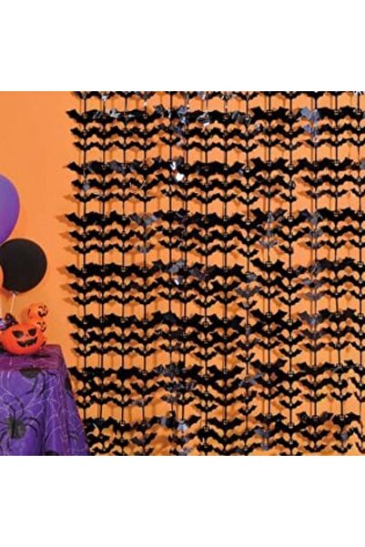 Jumbo Cortină decorativă de Halloween cu lilieci negri 1 x 2 cm