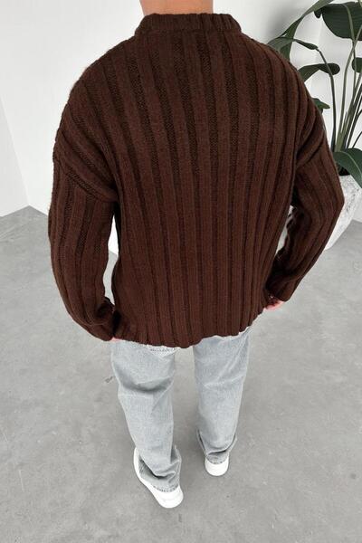 HAFKAGİYİM Brown Soft Premium Knitted Relaxed Sweater