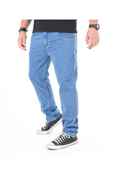 Denim Klasik Kesim Büyük Beden Likralı Yüksek Bel Kot Pantolon