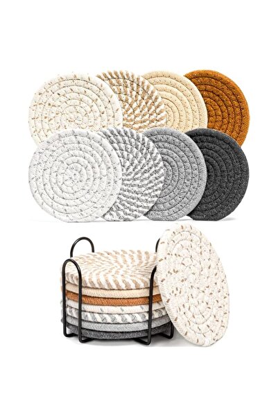 Generic 8 Pcs Drink Coasters with Holder, 8 Colors Absorbent Coasters for Dri...