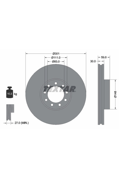 TEXTAR Disc Frana Iveco Daily 4 Caroserie/Daily 4 Platou / Sasiu/Daily 6 Bus