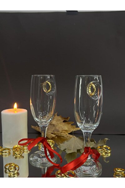 VERTO Champagne Glass with Figure Ring 2-Piece