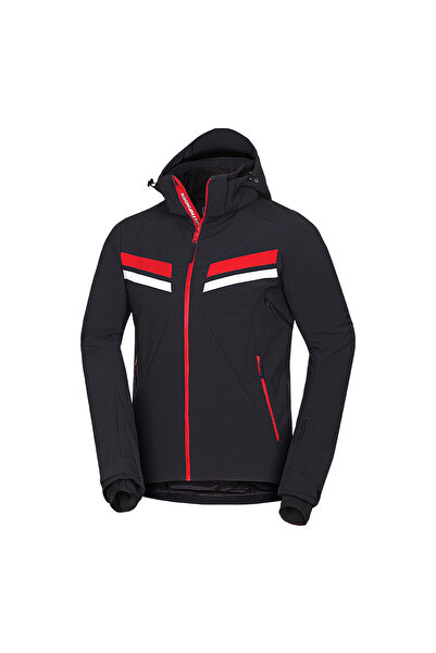 NORTHFINDER Geacă de schi softshell izolată UGO pentru bărbați, negru-roșu