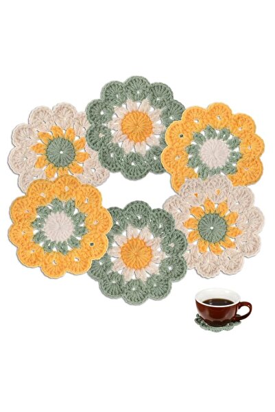 Generic Handmade Crochet Coasters Set of 6 – Soft Round Drink Coasters, Cute,...