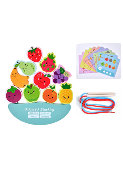 OEM Joc de îndemânare cu carduri de asociere, piese din lemn de pus în echili...